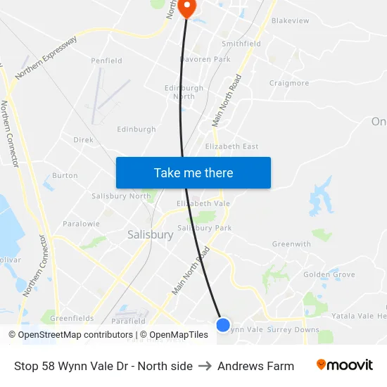 Stop 58 Wynn Vale Dr - North side to Andrews Farm map