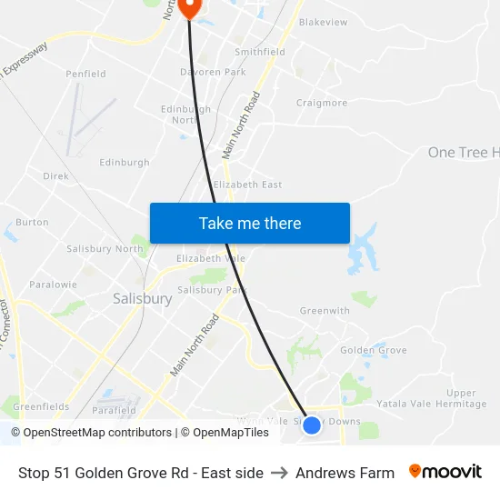 Stop 51 Golden Grove Rd - East side to Andrews Farm map