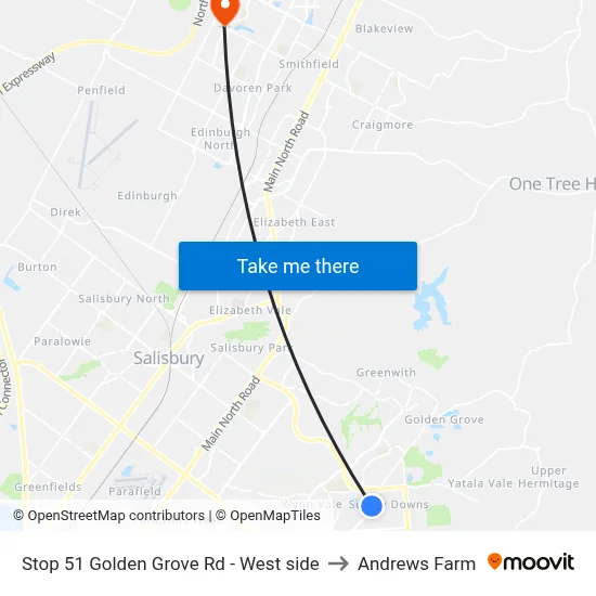 Stop 51 Golden Grove Rd - West side to Andrews Farm map