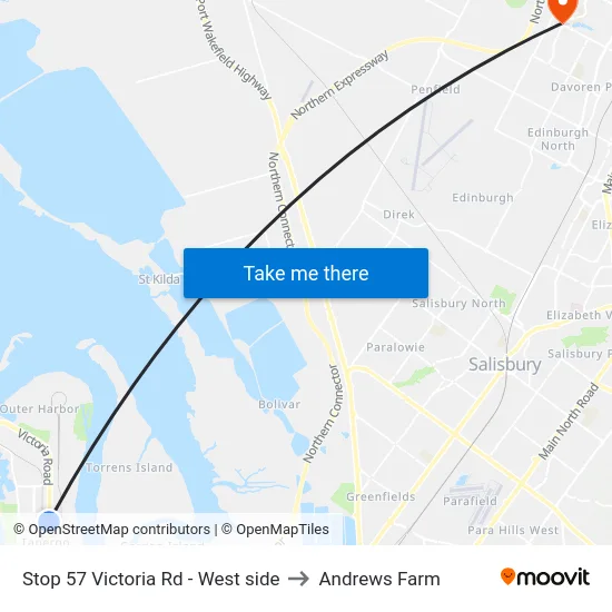 Stop 57 Victoria Rd - West side to Andrews Farm map