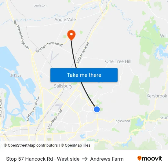 Stop 57 Hancock Rd - West side to Andrews Farm map