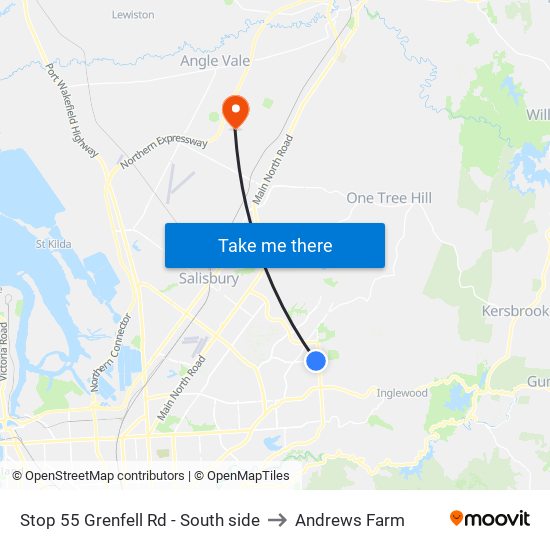 Stop 55 Grenfell Rd - South side to Andrews Farm map