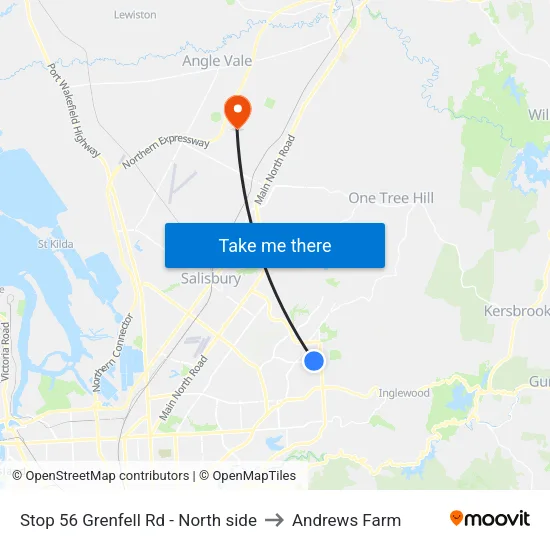 Stop 56 Grenfell Rd - North side to Andrews Farm map