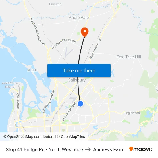 Stop 41 Bridge Rd - North West side to Andrews Farm map
