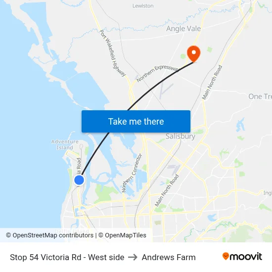 Stop 54 Victoria Rd - West side to Andrews Farm map