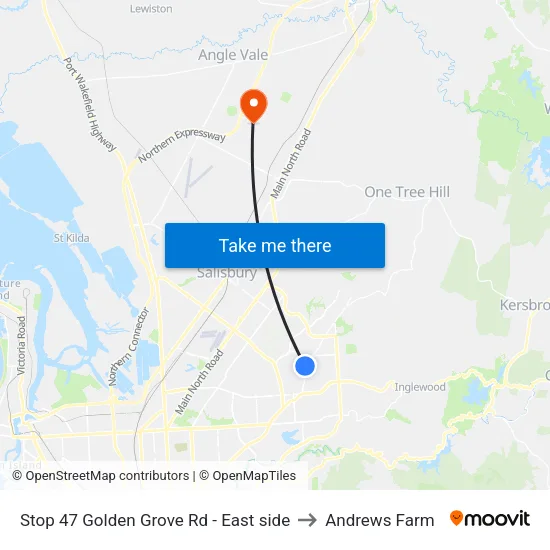 Stop 47 Golden Grove Rd - East side to Andrews Farm map