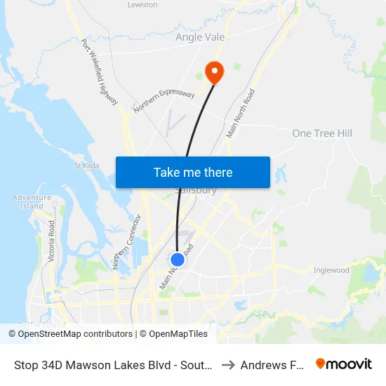 Stop 34D Mawson Lakes Blvd - South side to Andrews Farm map