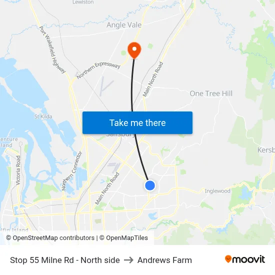 Stop 55 Milne Rd - North side to Andrews Farm map