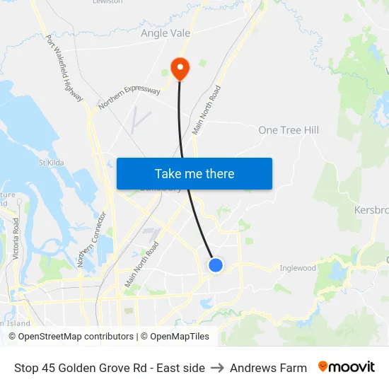 Stop 45 Golden Grove Rd - East side to Andrews Farm map