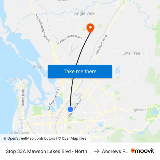 Stop 33A Mawson Lakes Blvd - North East side to Andrews Farm map