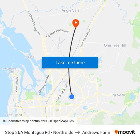 Stop 36A Montague Rd - North side to Andrews Farm map