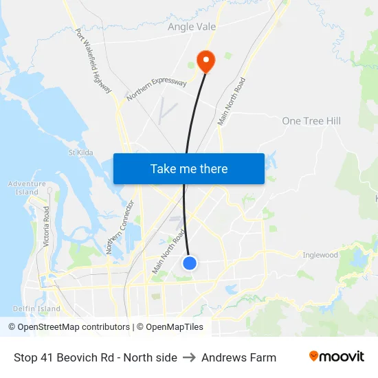 Stop 41 Beovich Rd - North side to Andrews Farm map