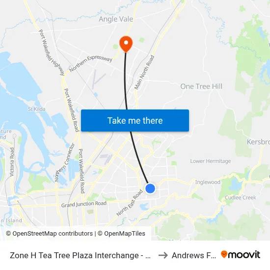 Zone H Tea Tree Plaza Interchange - West side to Andrews Farm map