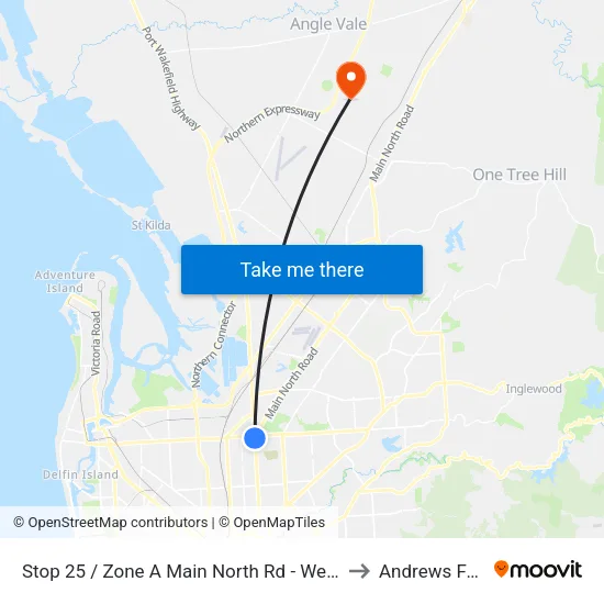 Stop 25 / Zone A Main North Rd - West side to Andrews Farm map