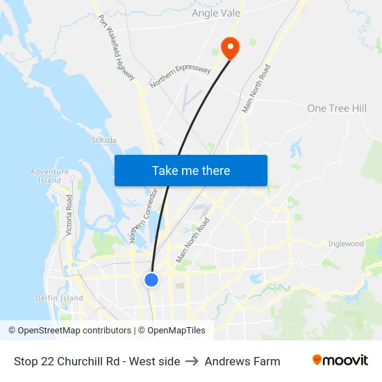 Stop 22 Churchill Rd - West side to Andrews Farm map
