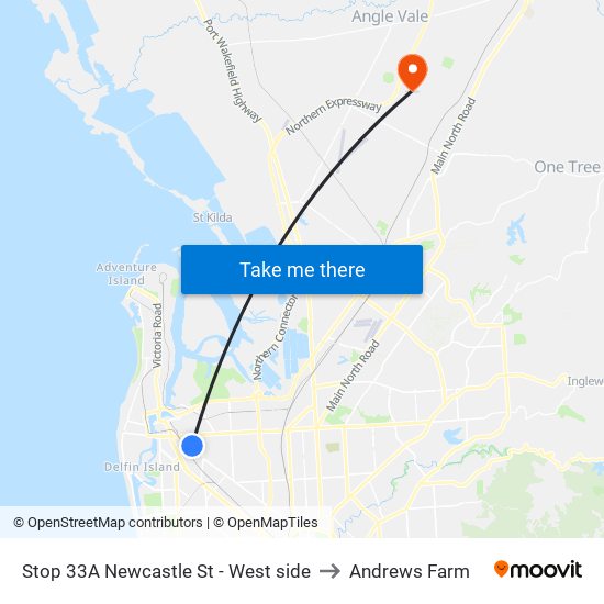 Stop 33A Newcastle St - West side to Andrews Farm map