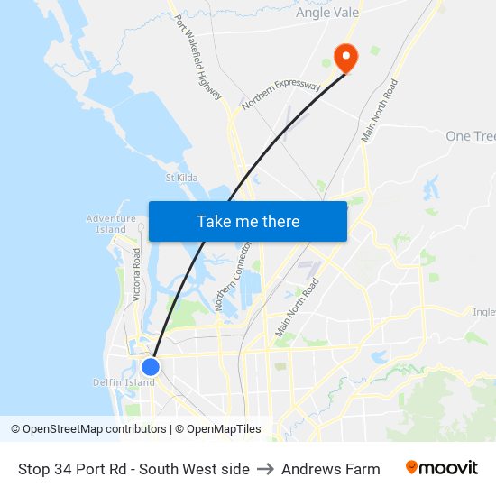 Stop 34 Port Rd - South West side to Andrews Farm map