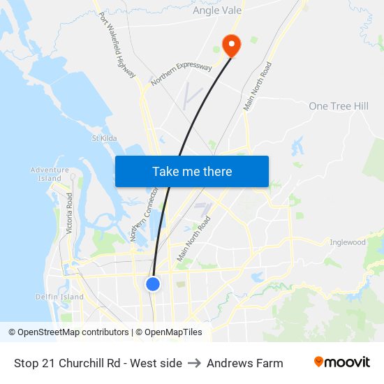 Stop 21 Churchill Rd - West side to Andrews Farm map