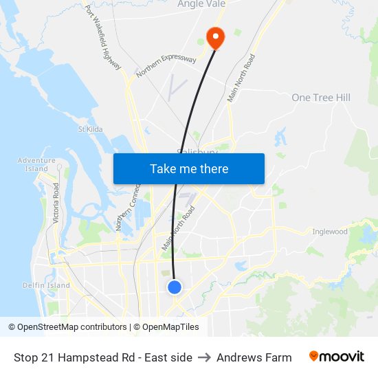 Stop 21 Hampstead Rd - East side to Andrews Farm map