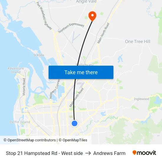 Stop 21 Hampstead Rd - West side to Andrews Farm map