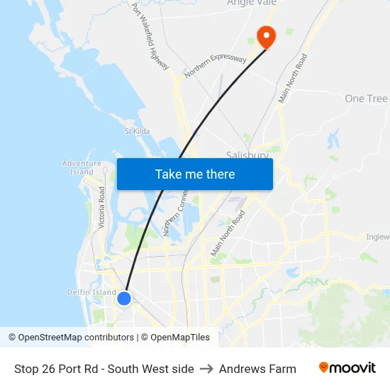 Stop 26 Port Rd - South West side to Andrews Farm map
