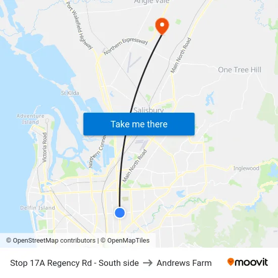 Stop 17A Regency Rd - South side to Andrews Farm map