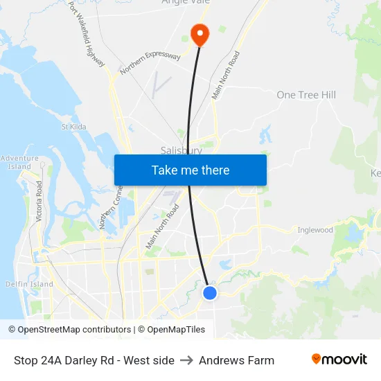 Stop 24A Darley Rd - West side to Andrews Farm map