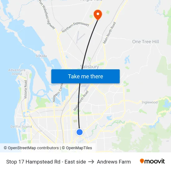 Stop 17 Hampstead Rd - East side to Andrews Farm map