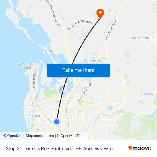 Stop 21 Torrens Rd - South side to Andrews Farm map