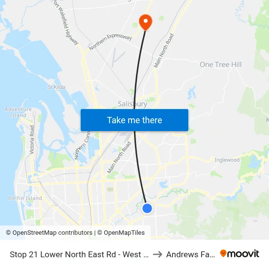 Stop 21 Lower North East Rd - West side to Andrews Farm map