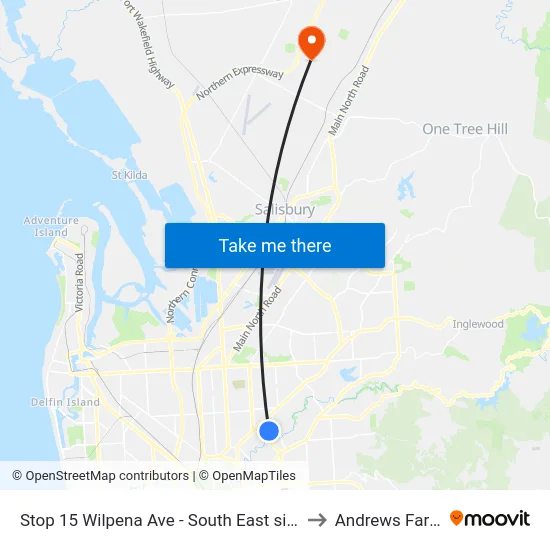 Stop 15 Wilpena Ave - South East side to Andrews Farm map