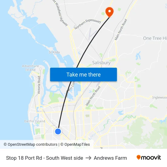 Stop 18 Port Rd - South West side to Andrews Farm map