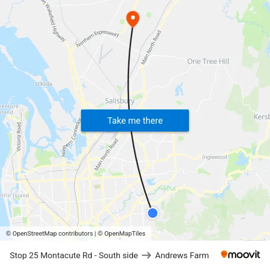 Stop 25 Montacute Rd - South side to Andrews Farm map