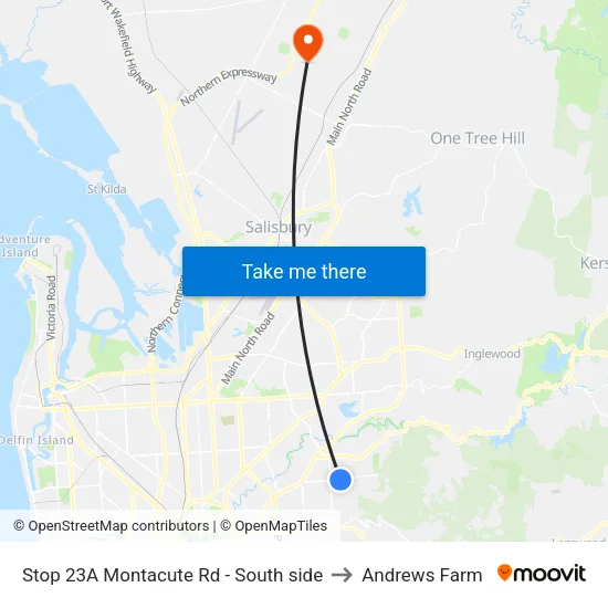 Stop 23A Montacute Rd - South side to Andrews Farm map