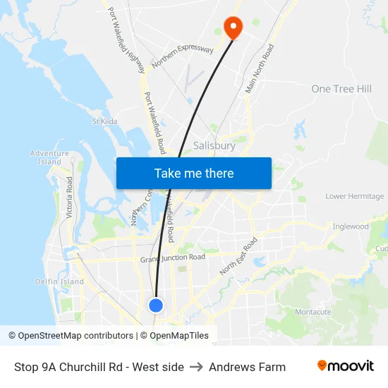 Stop 9A Churchill Rd - West side to Andrews Farm map