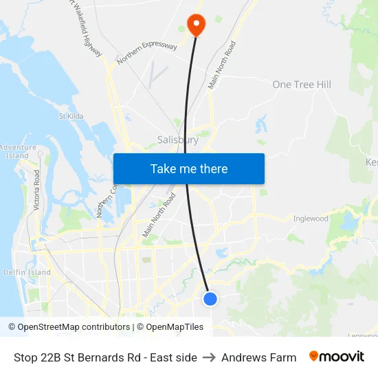 Stop 22B St Bernards Rd - East side to Andrews Farm map