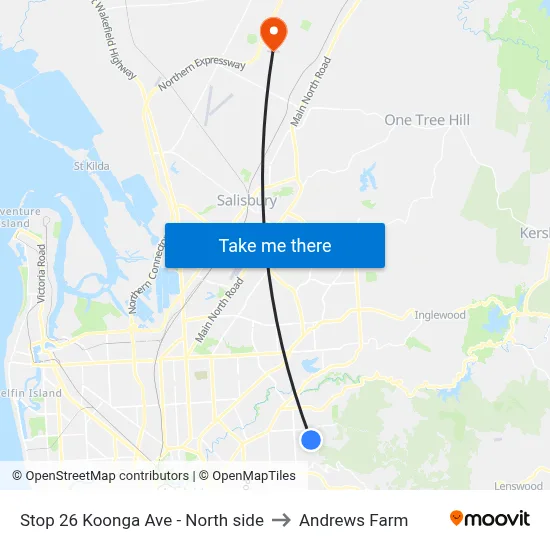 Stop 26 Koonga Ave - North side to Andrews Farm map
