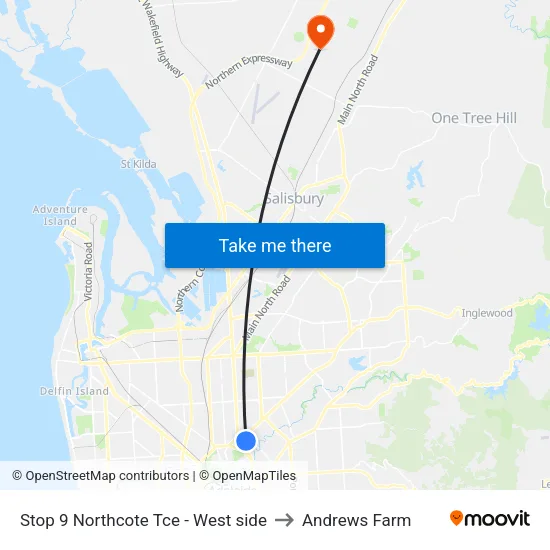 Stop 9 Northcote Tce - West side to Andrews Farm map