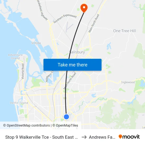 Stop 9 Walkerville Tce - South East side to Andrews Farm map