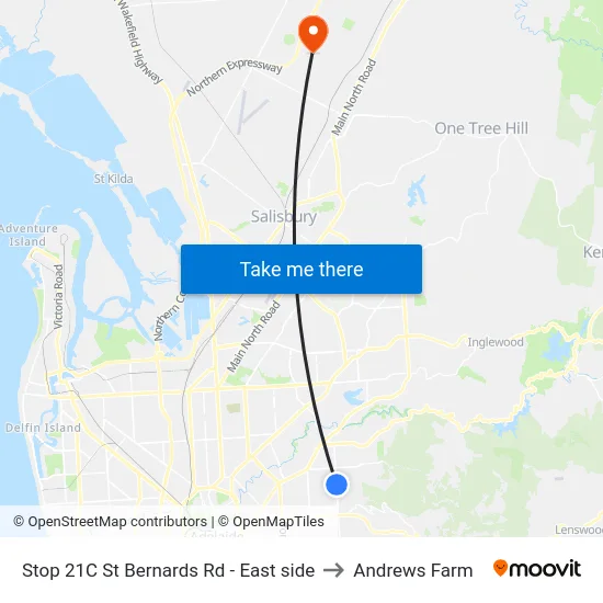 Stop 21C St Bernards Rd - East side to Andrews Farm map
