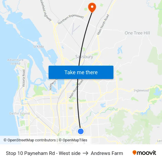 Stop 10 Payneham Rd - West side to Andrews Farm map