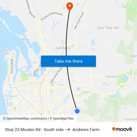 Stop 23 Moules Rd - South side to Andrews Farm map