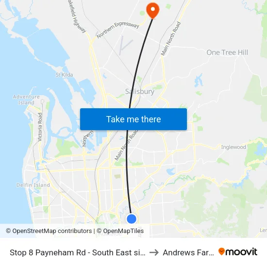 Stop 8 Payneham Rd - South East side to Andrews Farm map