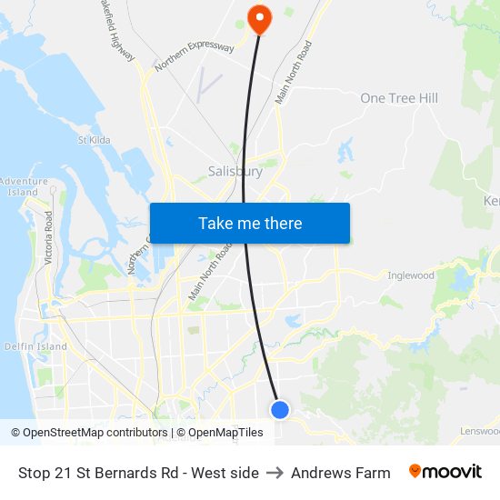 Stop 21 St Bernards Rd - West side to Andrews Farm map