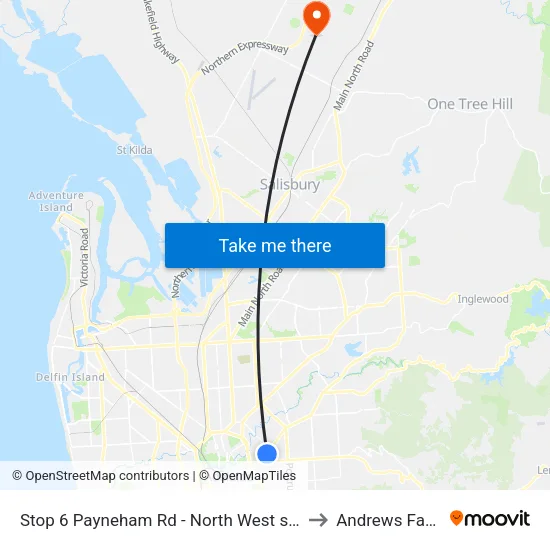 Stop 6 Payneham Rd - North West side to Andrews Farm map