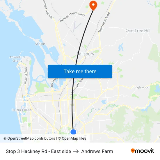 Stop 3 Hackney Rd - East side to Andrews Farm map