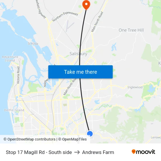Stop 17 Magill Rd - South side to Andrews Farm map