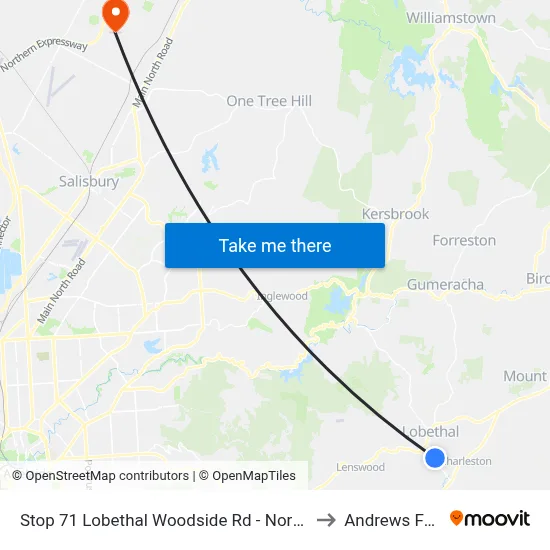 Stop 71 Lobethal Woodside Rd - North side to Andrews Farm map