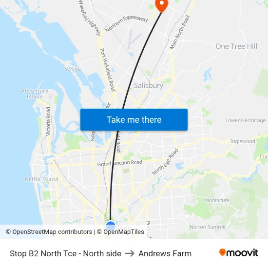 Stop B2 North Tce - North side to Andrews Farm map
