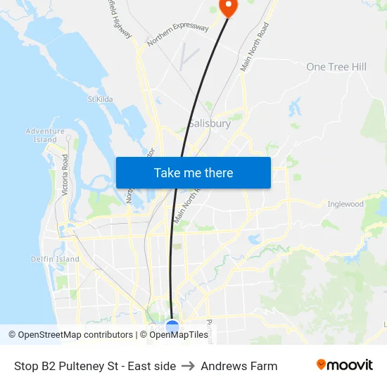Stop B2 Pulteney St - East side to Andrews Farm map